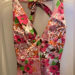 Eva Franco Floral Halter Dress in Pink and Green size 4